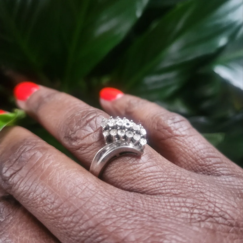 Vintage .45 Carats Diamond 925 Sterling Silver Ring